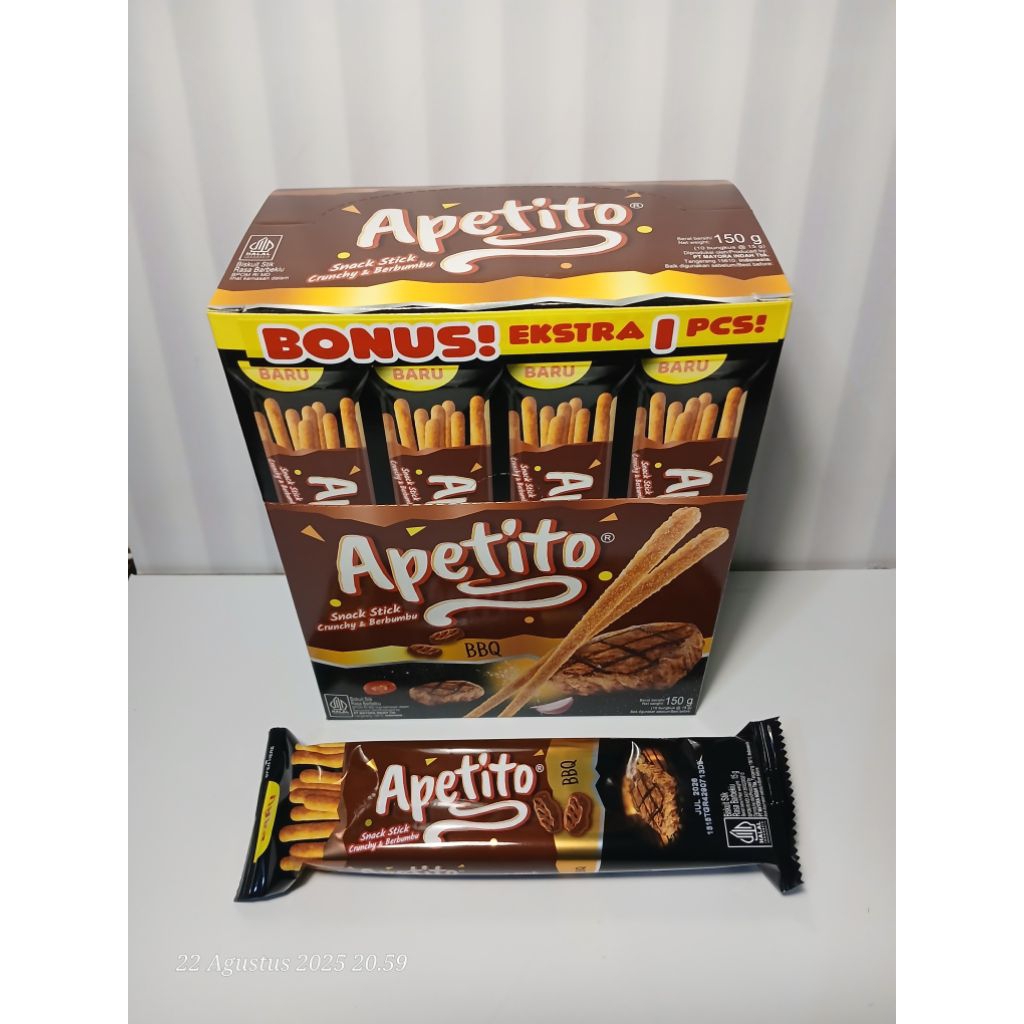 

Apetito Snack Stick BBQ 10+1 Pcs Ekstra | Biskuit Stik Renyah & Berbumbu