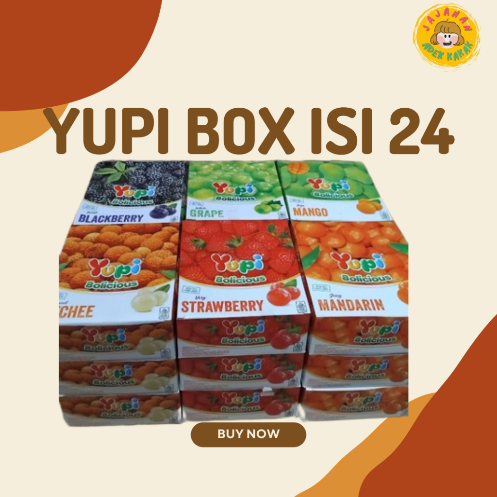 

Yupi Box 12 Box x 24 Pcs (1/2 Dus Mix Tersedia Lebih dari 20 Rasa)