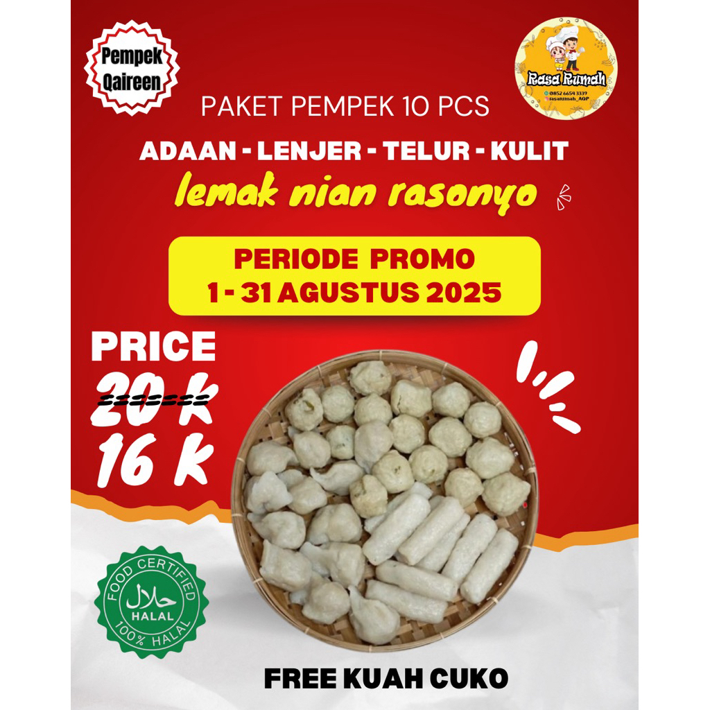 

PEMPEK QAIREEN PAKET CAMPUR 10 PCS ASLI PALEMBANG