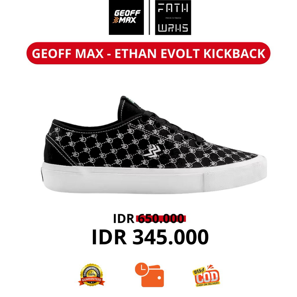 Sepatu Geoff Max Original Limited Edition - Ethan Kickback Black White | Sepatu Pria | Sepatu Wanita