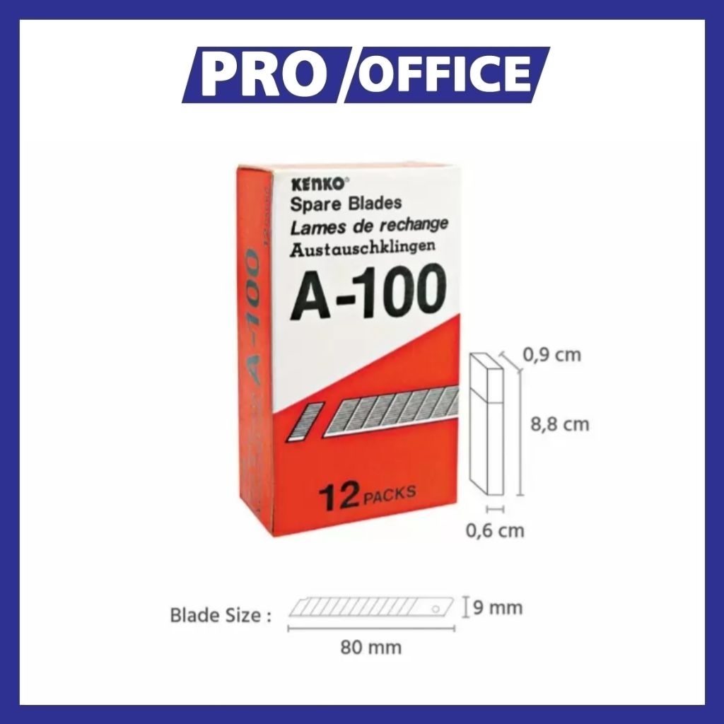 

ProOffice - Isi Cutter Kenko A-100 9mm | Refill Pisau Cutter Kecil 1 pack isi 5 mata pisau