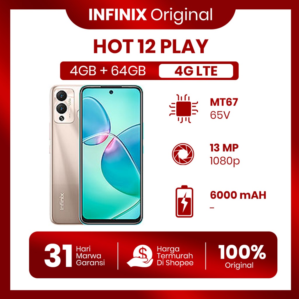 Infinix Hot 12 Play 4/64GB FullSet Original Second Normal Garansi 100% Uang Kembali