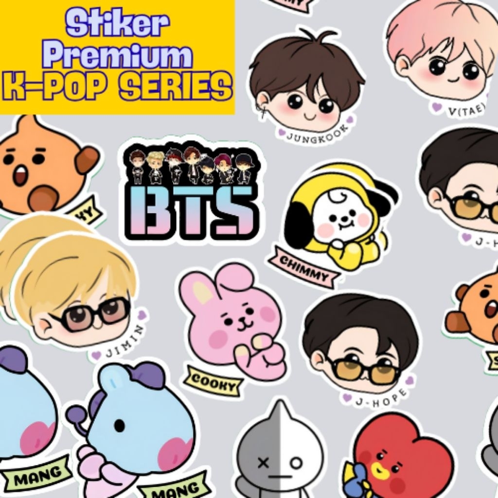 

STIKER SERIES - Stiker BT21 Series KPOP Premium Vinyl Laminasi Tekstur Bisa Hologram Anti Air Anti Gores Tahan Lama Custom Karakter BTS Idol Korea Lucu Imut Koleksi Laptop HP Motor Helm Buku Kualitas Terbaik