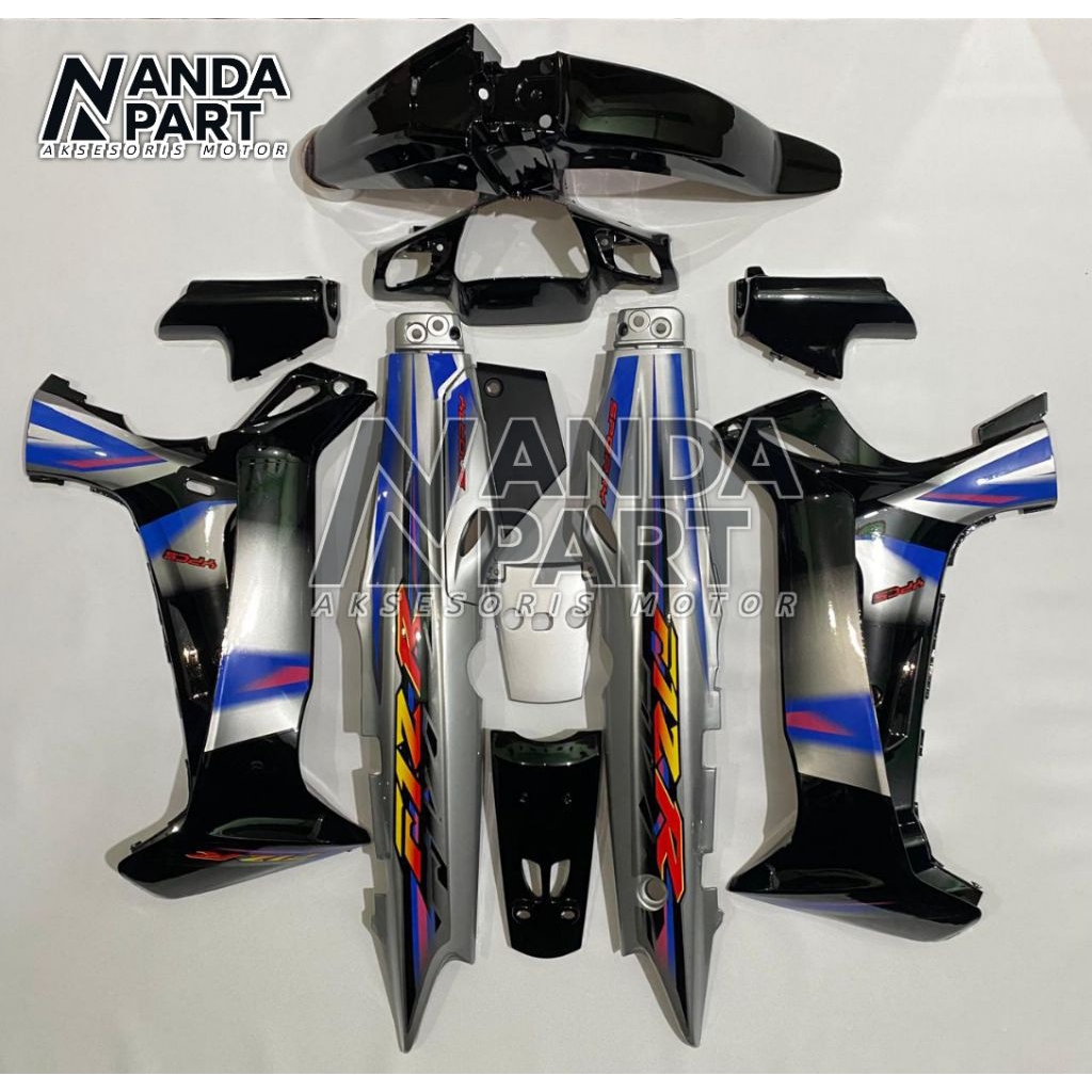 Bodi fullset fiz r hitam silver striping biru | fullset fiz r | bodi fiz | bodi fiz r