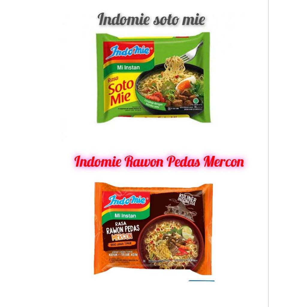 

Indomie Mi Instan Soto Mie dan Rawon Pedas Mercon MURAH