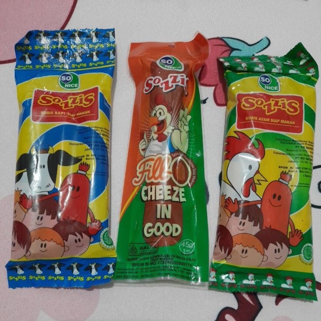 

EXP +/-2026 So Nice Sozzis Chicken Cheese 45gram BIG SIZE Sosis Ayam Sapi 75gram (3 x 25gr)