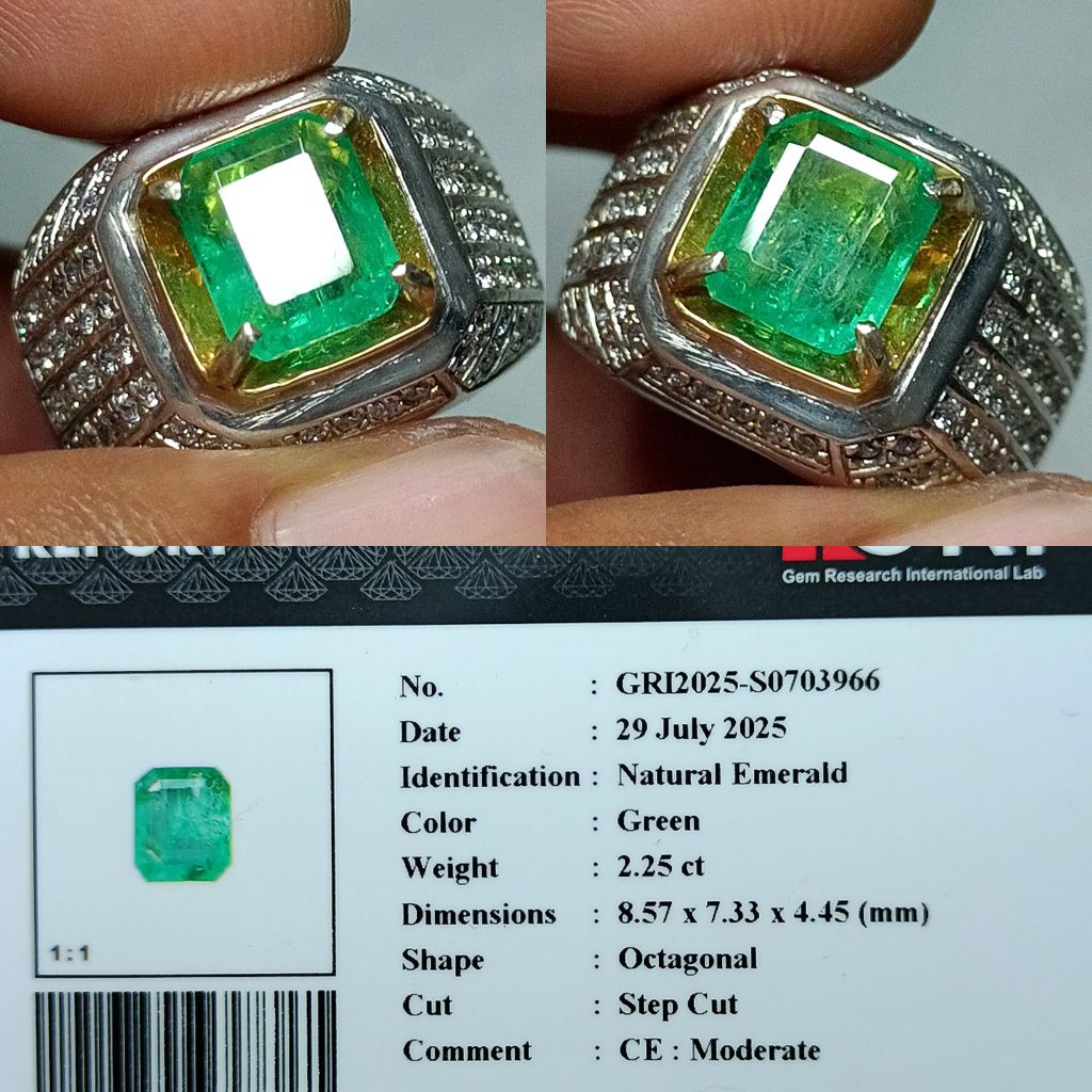 NATURAL EMERALD BERYL ZAMRUD ZAMBIA MODERATE MEMO GRI LAB