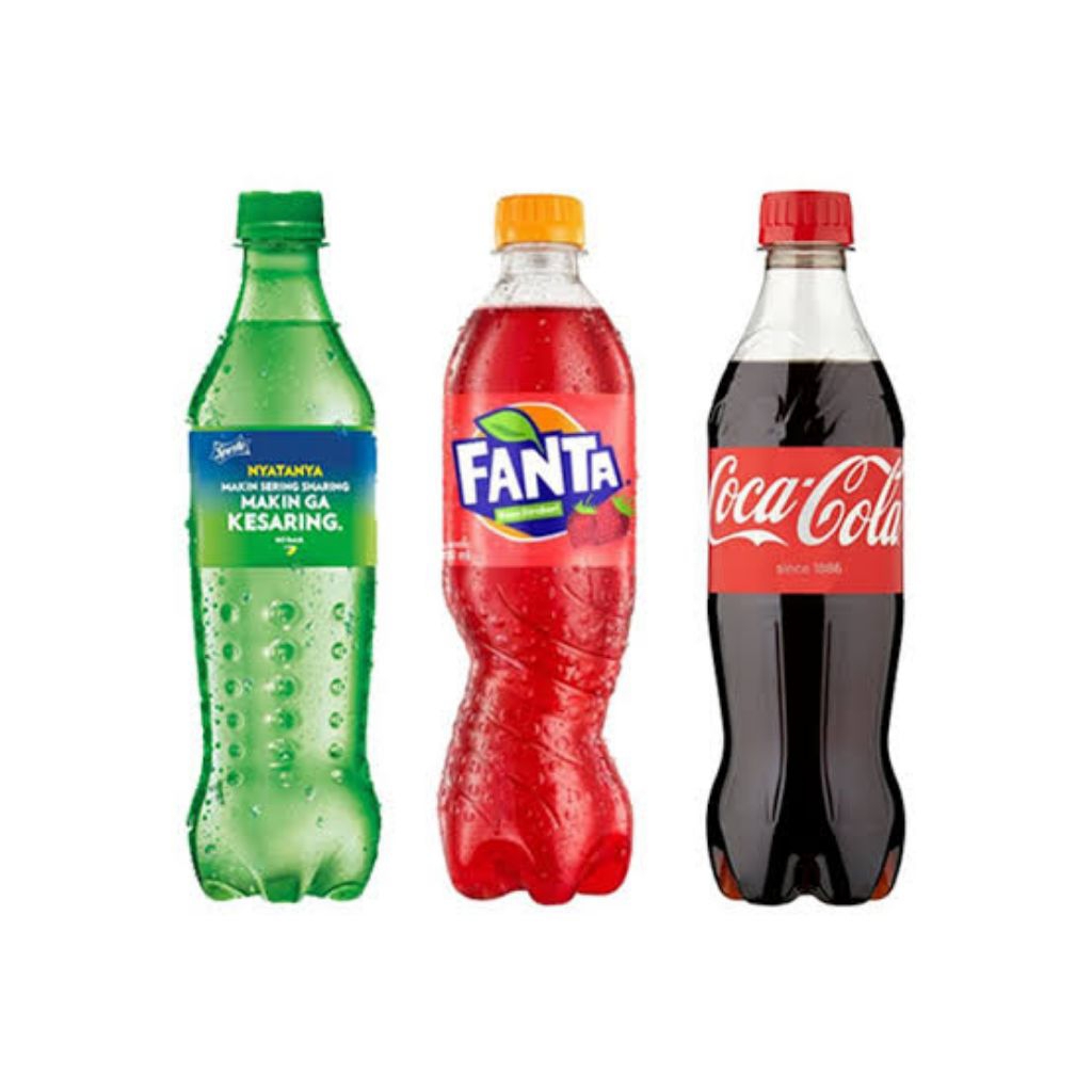 

Minuman Soda Fanta, Sprite, Coca-Cola Kemasan botol 250 ml (Soft Drink)