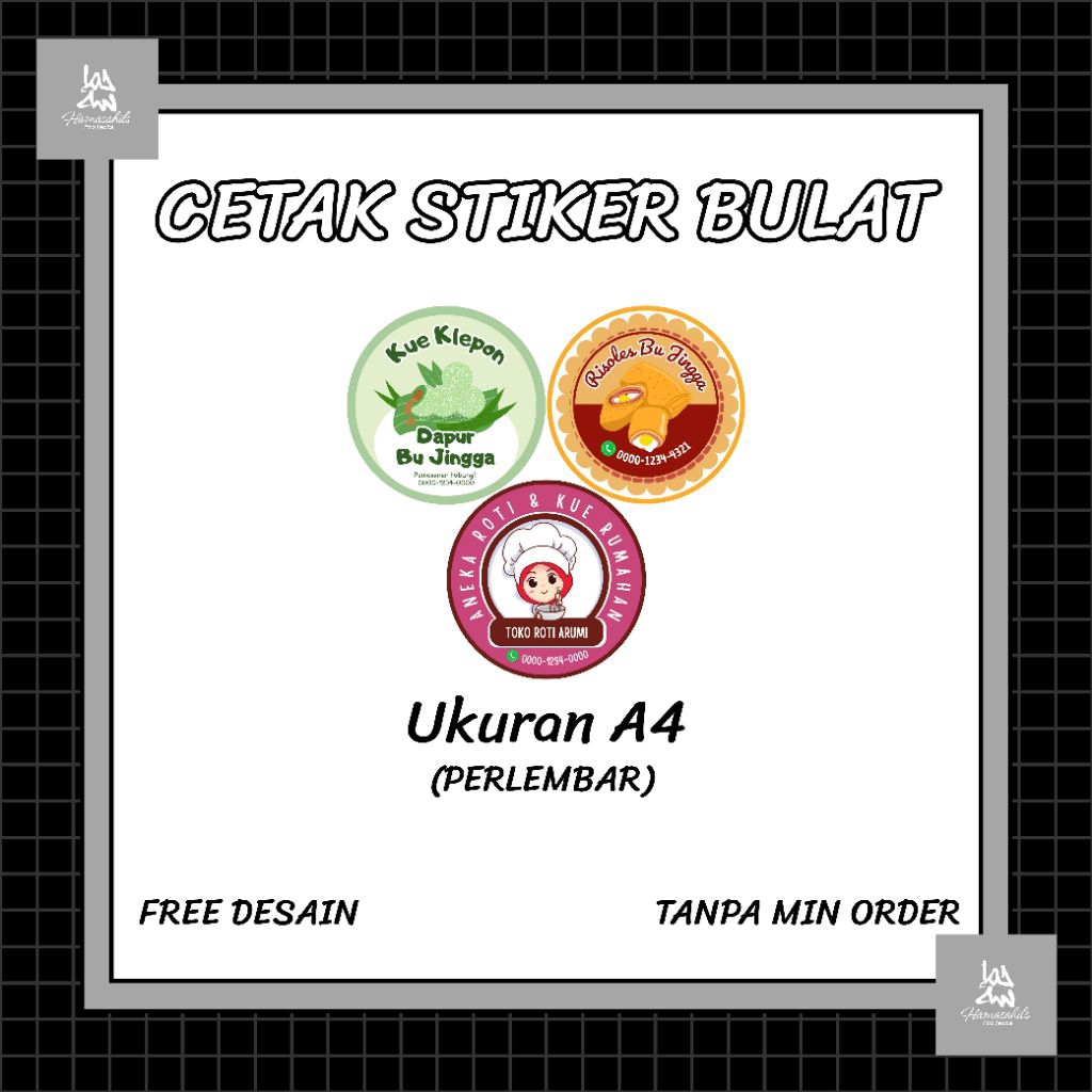 

Jasa Print/Cetak Stiker Bulat Perlembar (A4)
