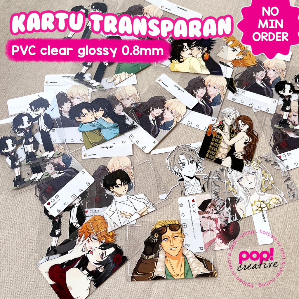 Kartu Transparan Clear Glossy Custom Premium Photocard Anime Kpop Manga Koleksi Art