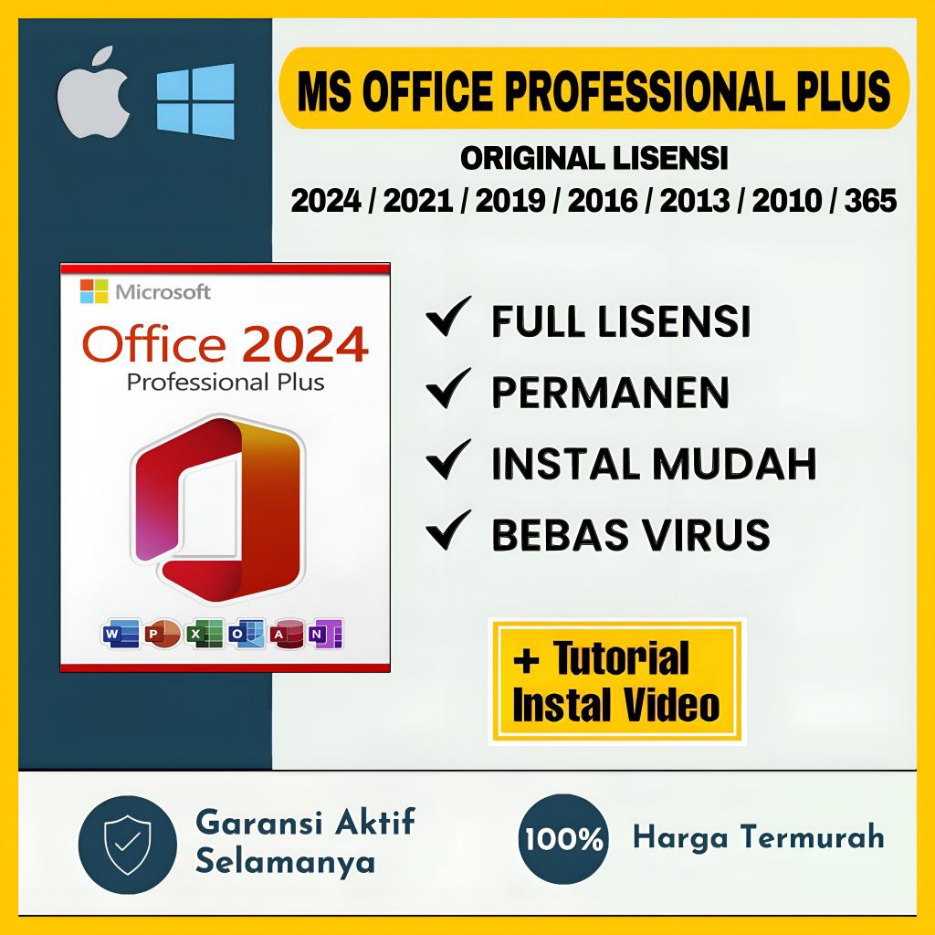 Microsoft Office Professional Plus 2024 - 2010 Original Lisensi Key Lifetime Permanen | Tersedia Ver