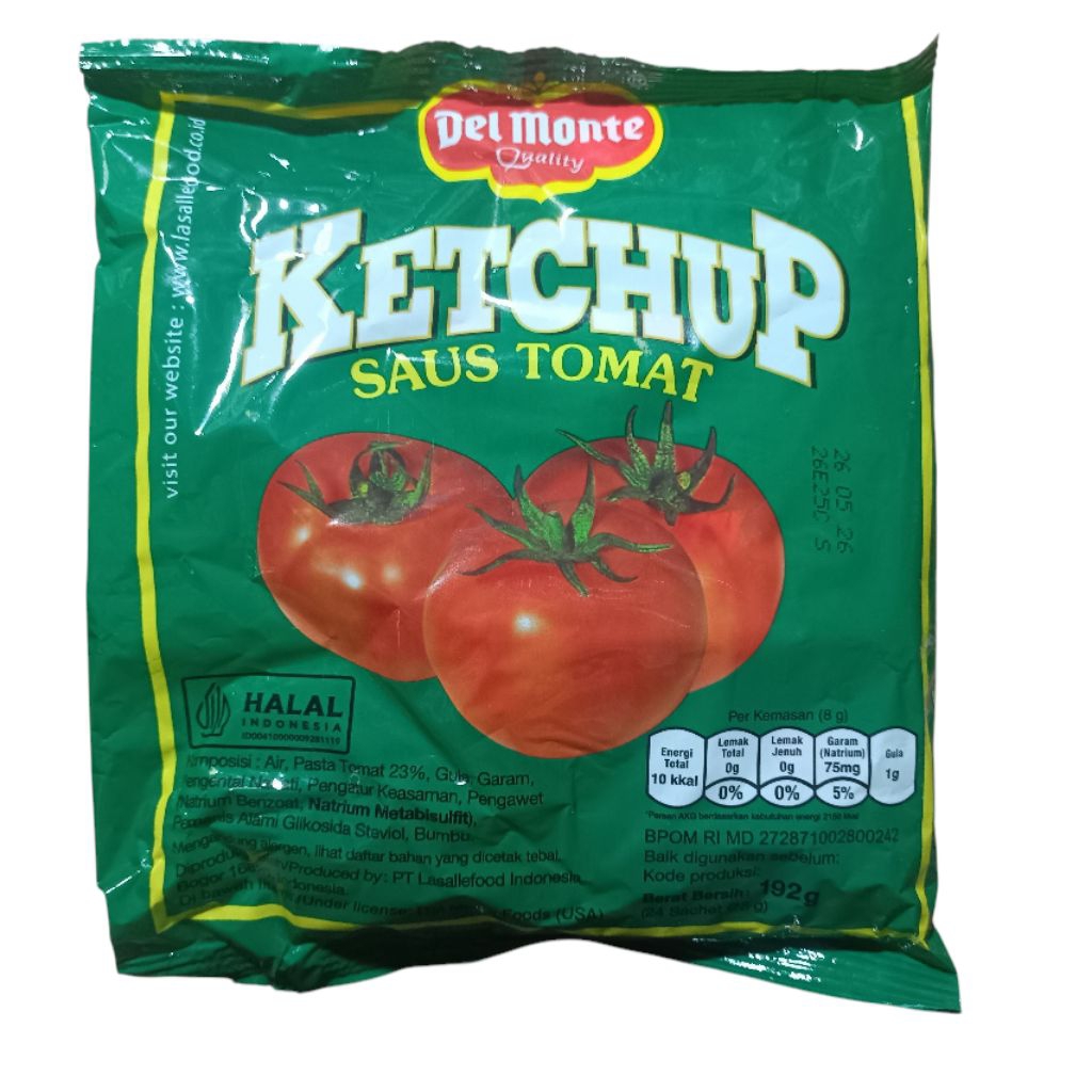 Del Monte Saus Tomat Ketchup Sachet Kecil 192gr Isi 24 Saset Saos Tomat Tomato Kentaki Kentucky