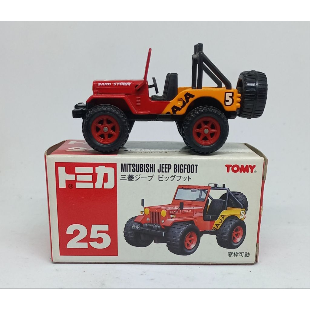 tomica mitsubishi jeep bigfoot offroad baja 25 tomy merah diecast (t)