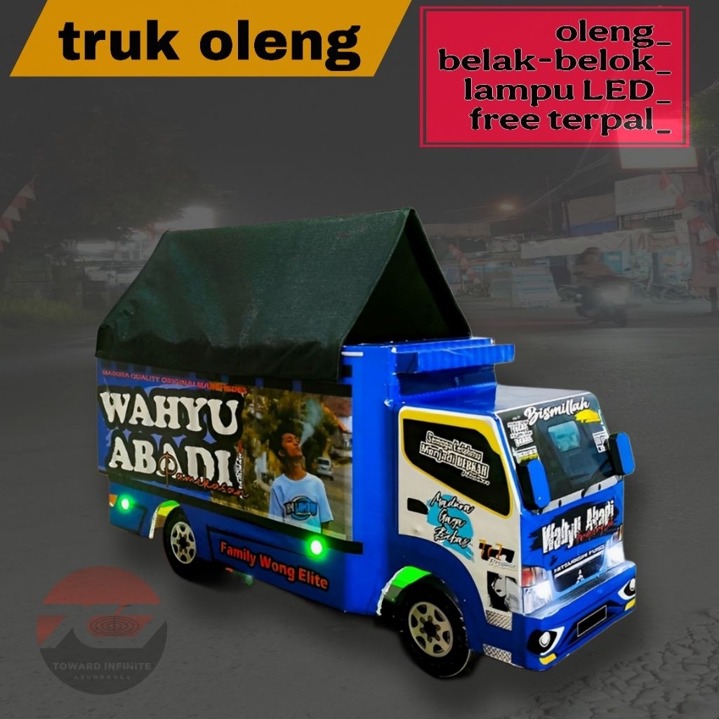 truk/trek oleng Wahyu Abadi warna biru full variasi, miniatur truk oleng