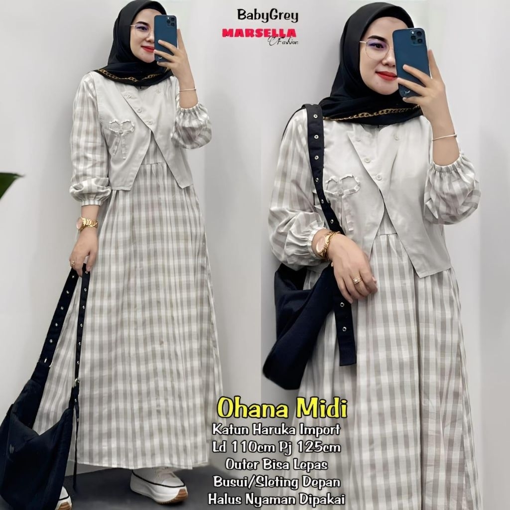 ohana dress vest katun by marsela long tunic jumbo ld 120 CM rok panjang plisket long tunik floral m