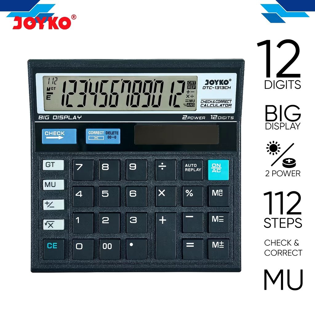 

Joyko DTC-1313CH | Calculator | Kalkulator 12 Digits Check Correct