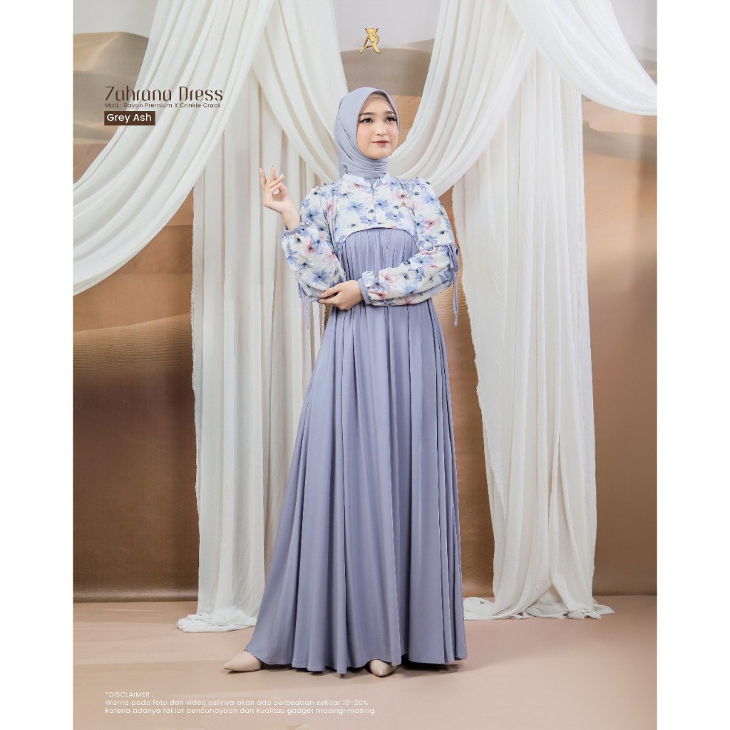 AR-Rafi Queen - Zahrana dress Polos Mix Motif Bunga / Zahrana Dress Arrafi Terbaru / Gamis Ar-rafi T