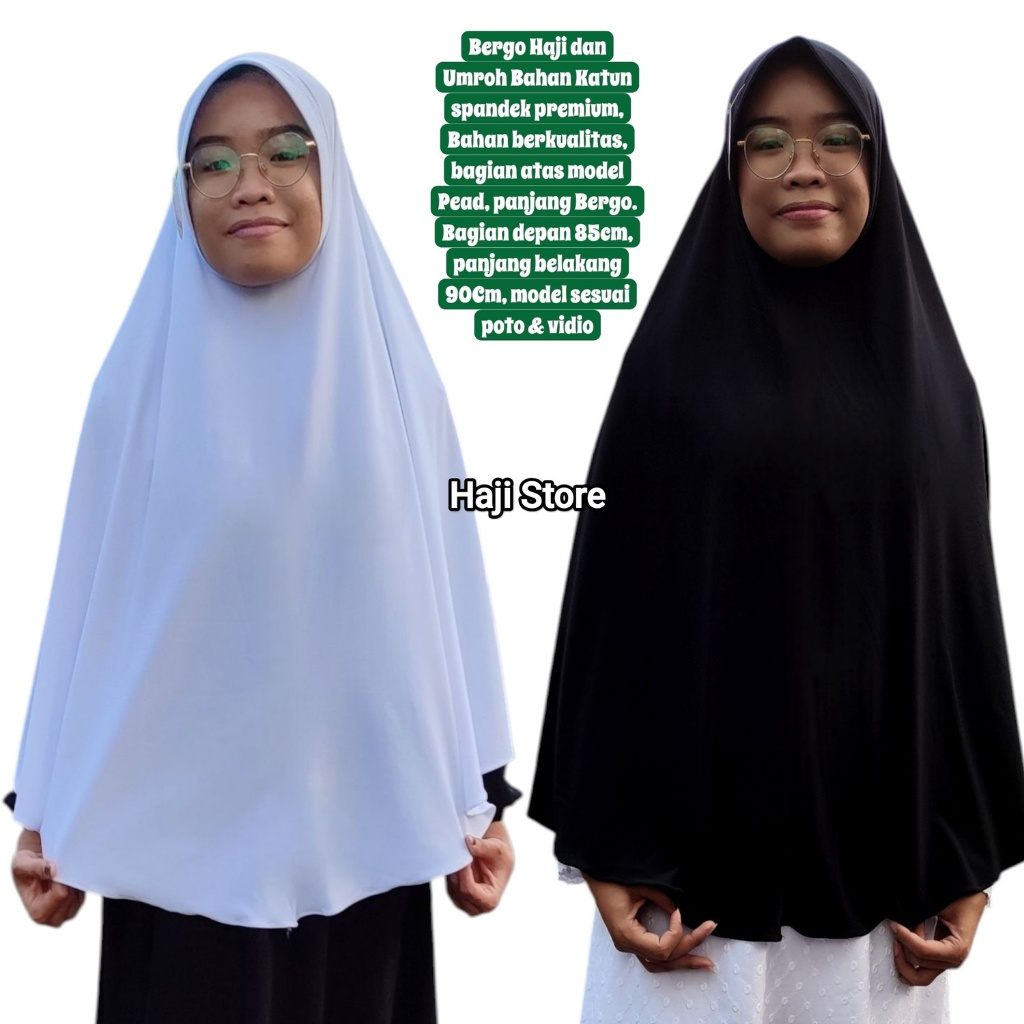 Bergo Haji & Umroh XXL – Katun Spandek Premium Merk IIN Collection