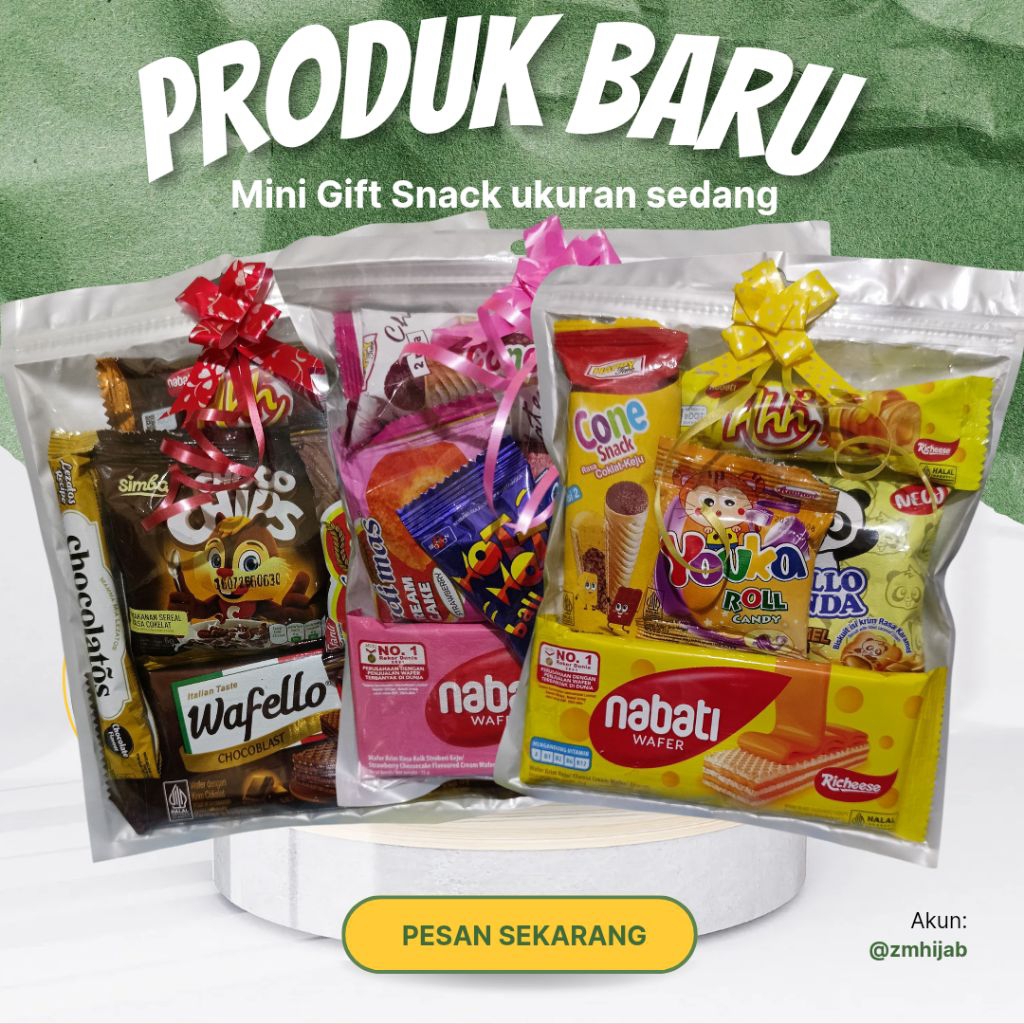 

(BELI 20 PCS GRATIS 1 PCS) Mini Gift Snack isi 5 ukuran sedang hadiah ulang tahun kelulusan sekolah dan hari raya