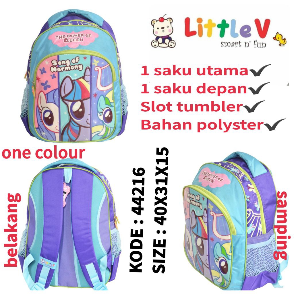 Tas Ransel Backpack Anak Perempuan Little V 44216 / Tas Little Pony / Tas Kuda Poni