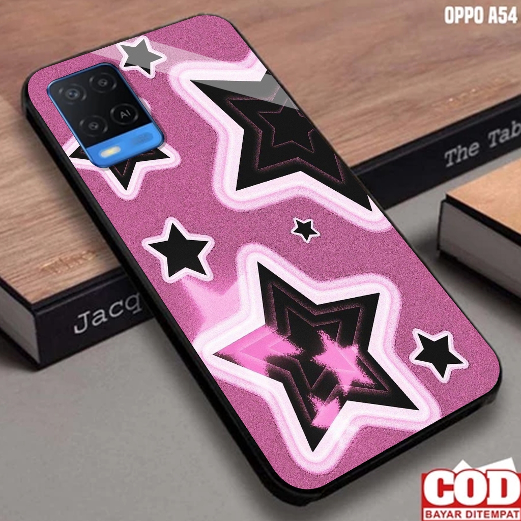 Softcase Glass Oppo A54  - Softcase Motif BINTANG  - Softcase Glossy - Softcase Glass - Softcase A54