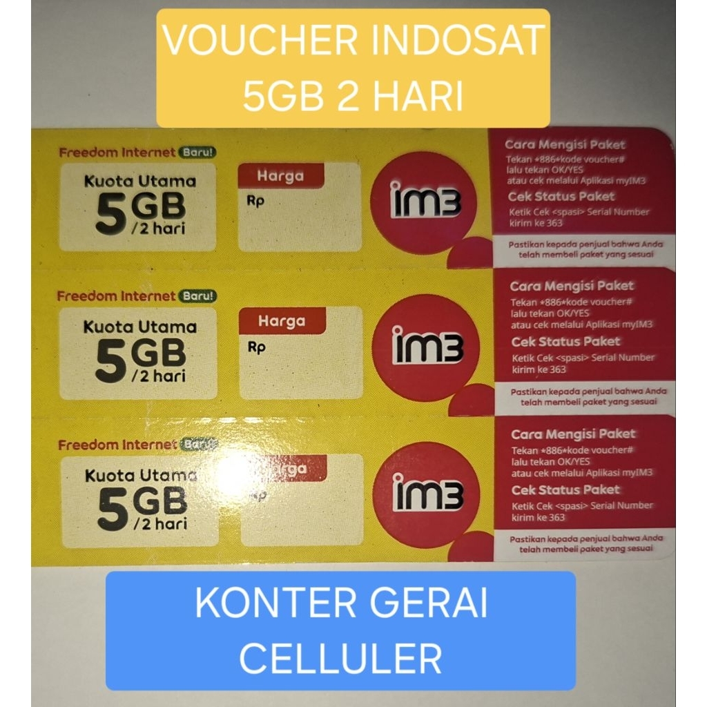 VOUCHER INDOSAT 5GB 2 HARI