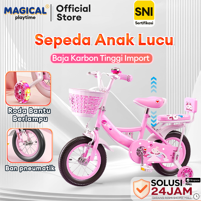 MAGICAL PLAYTIME Sepeda Anak Perempuan Sepeda Anak Laki Laki 3-8 Tahun Roda Bantu+Lampu