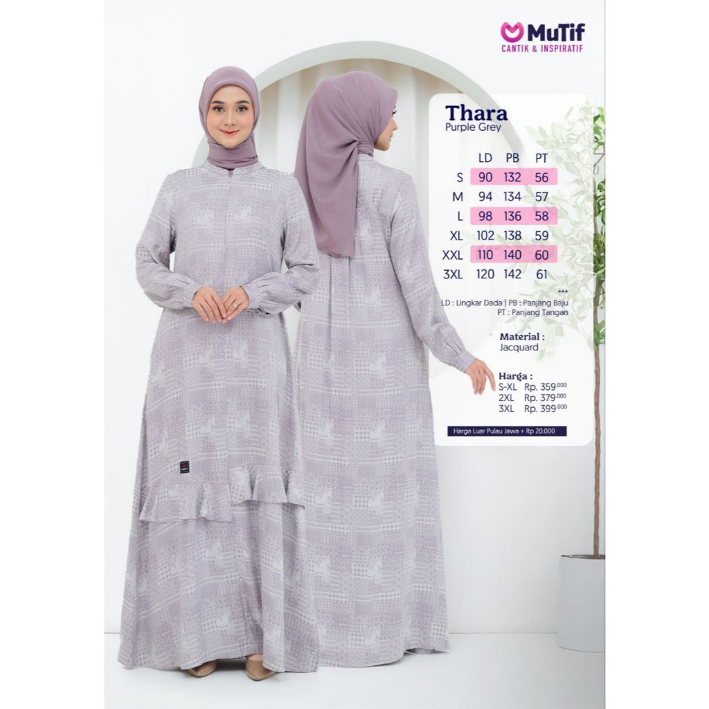 GAMIS WANITA MUTIF THARA PURPLE GREY || COD || GAMIS DEWASA ORIGINAL MUTIF