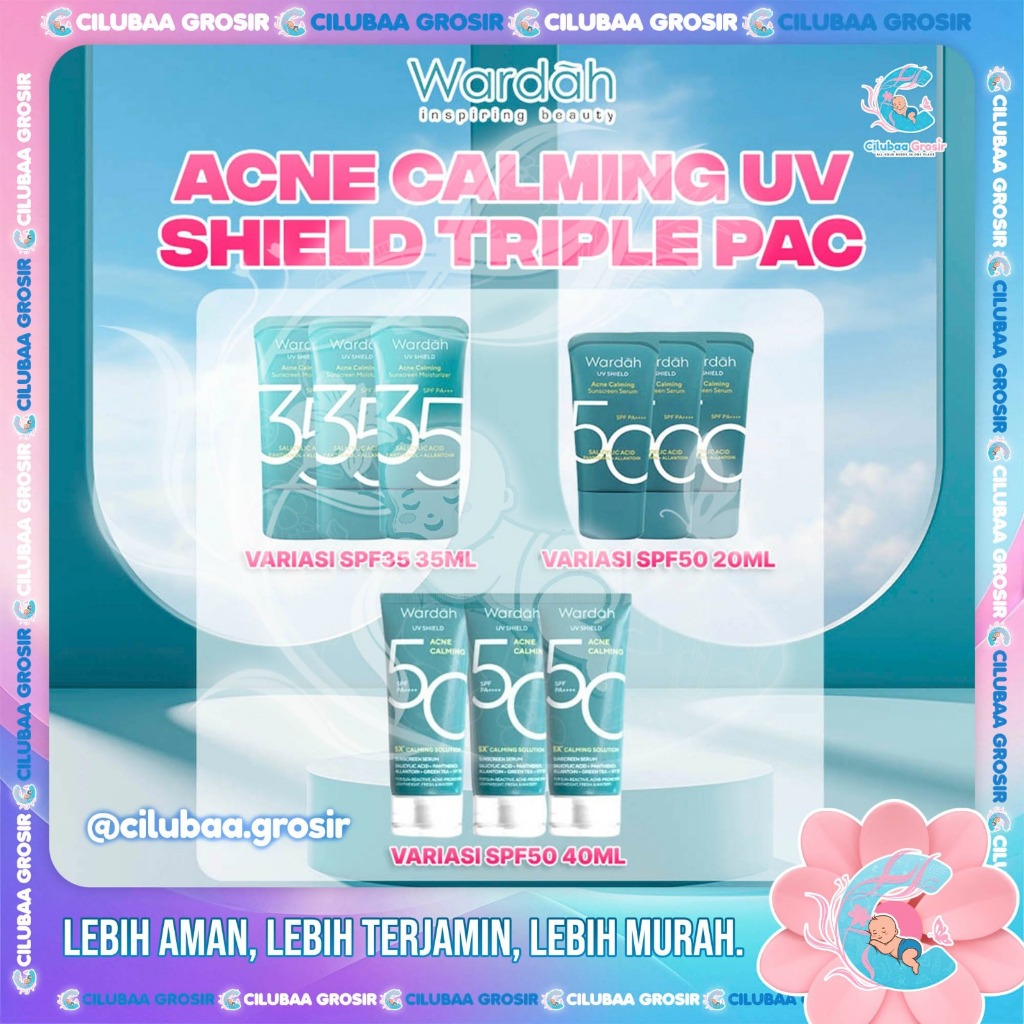 [Triple Pack]WARDAH UV Shield Acne Calming Sunscreen Gel SPF 35 PA+++ SPF 50 PA+++ || untuk komedo j