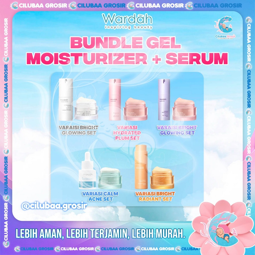 [2PCS] PAKET WARDAH Gel Moisturizer + Serum || Bright Glowing Set || Radiant Charge Set || Calm Acne