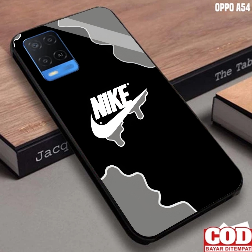 Softcase Glass Oppo A54  - Softcase Motif NIKE - Softcase Glossy - Softcase Glass - Softcase A54