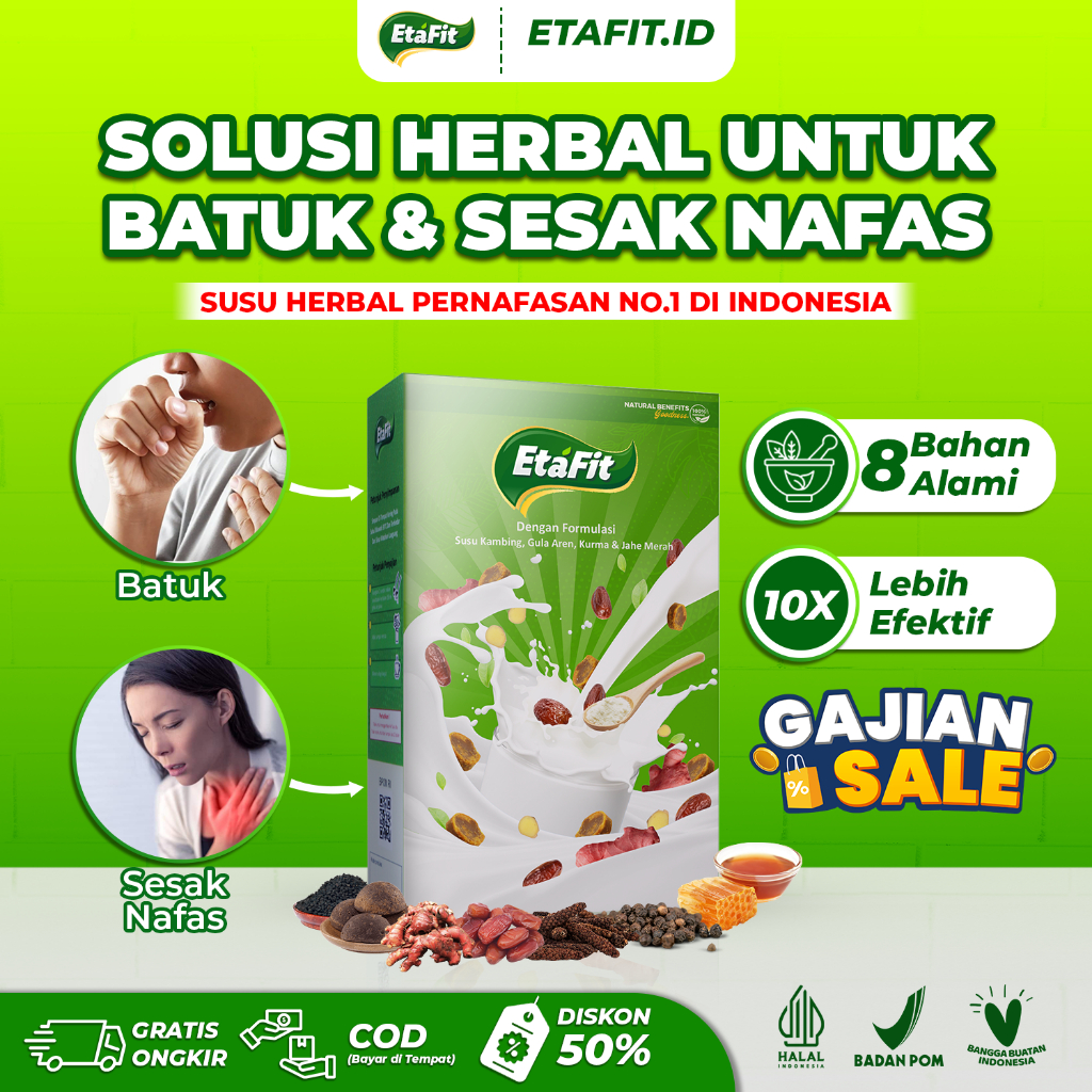 

ETAFIT Obat Herbal Batuk Berdahak Menahun Kering Asma Sesak Nafas Anak - Susu kambing Etawa Bubuk