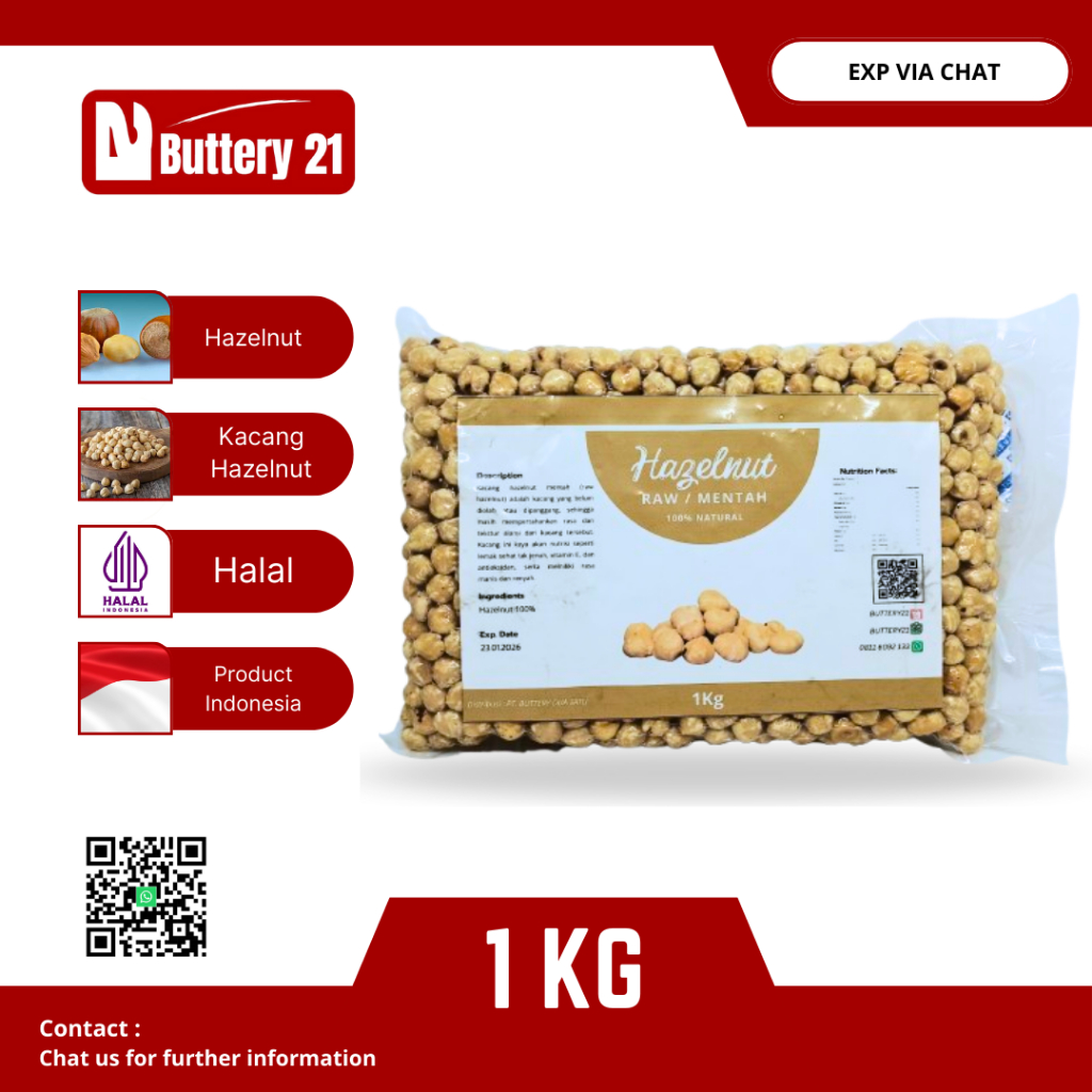 

KACANG HAZELNUT 1 KG/KACANG HAZEL KUPAS VAKUM/KACANG HANZELNUT MENTAH/HAZEL NUT