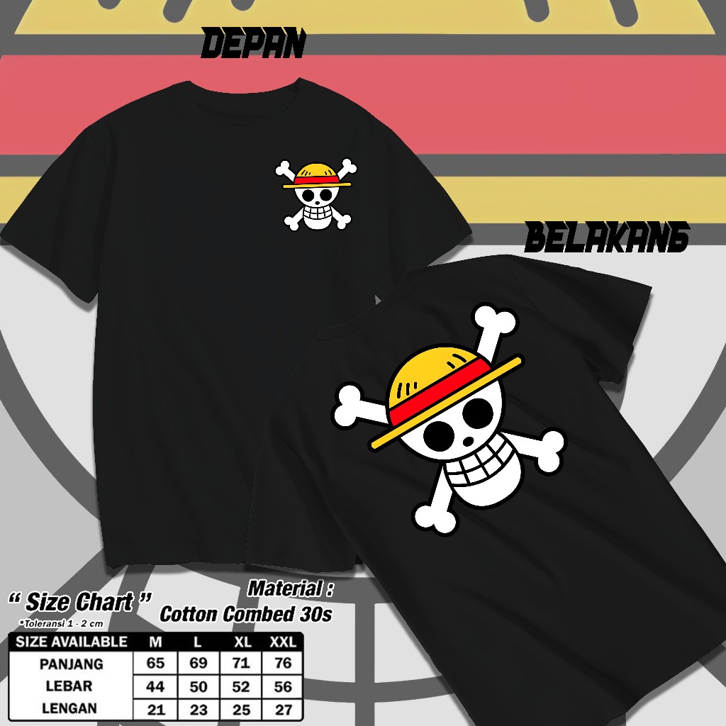 Kaos Logo Luffy One Piece Mugiwara Baju Distro Terlaris