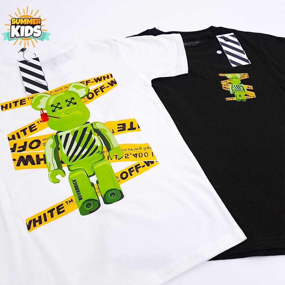 SUMMER KIDS Baju Kaos Anak Laki Laki Perempuan 1-12 Tahun Import Premium OFF BEARBRI OFF WHITE
