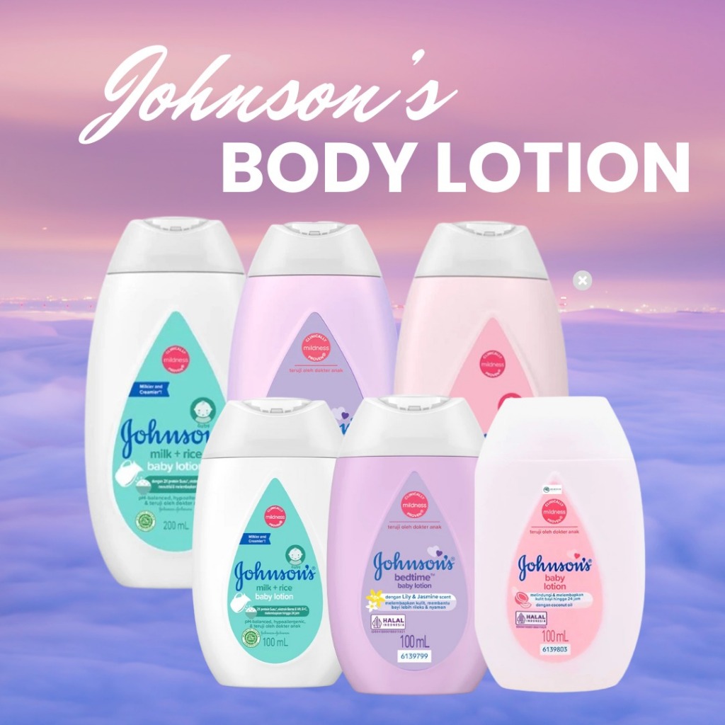 QEILA - JOHNSON'S BABY Lotion Series | Netto 100 & 200 mL | Reguler Pink | Milk & Rice | Bedtime | L