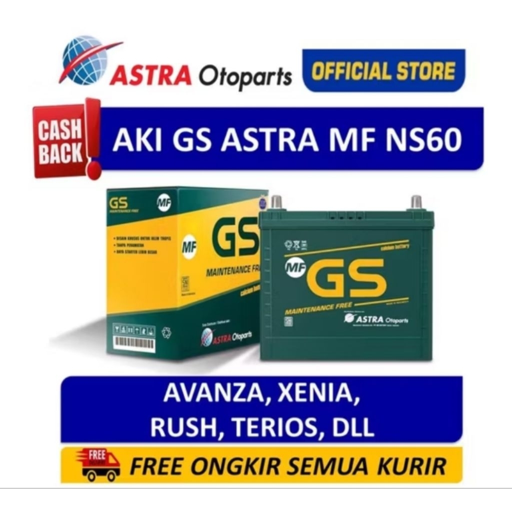 aki mobil kering GS ns60 escudo asli Jepang