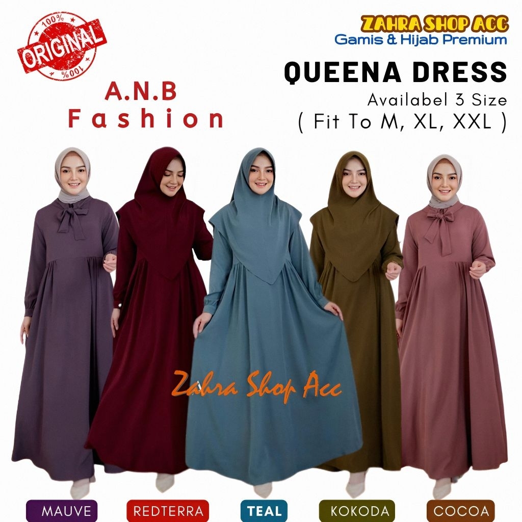 Gamis Queena Dress By Anb Fashion Bahan Lady Zara Gamis Syar'i Branded Premium Original