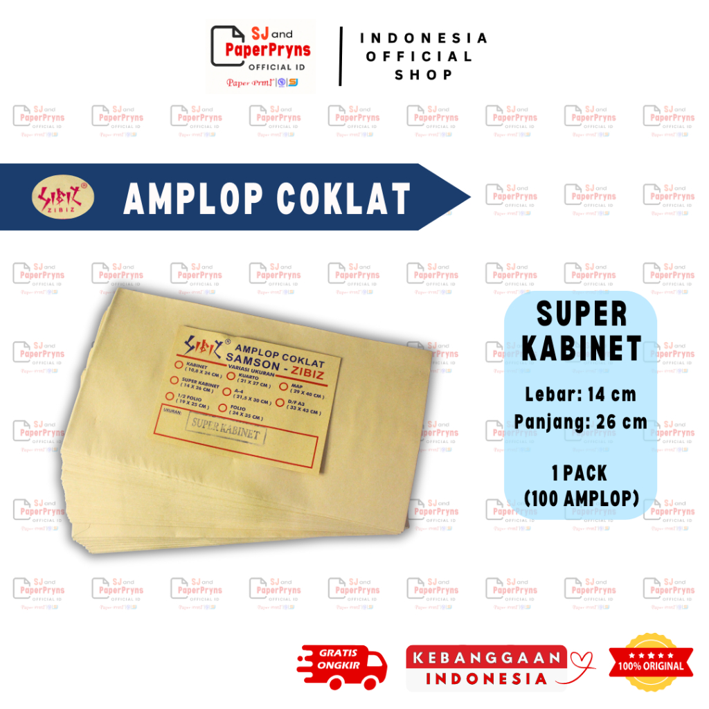 

Amplop Coklat Super Kabinet Zibiz (14x26 cm) – 1 Pack 100 Lembar