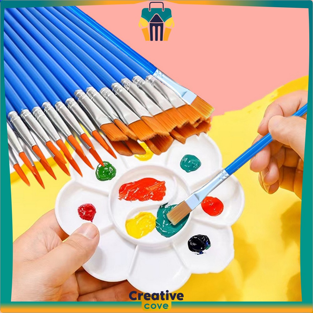 

EC Paint Brush Nilon Ujung Pointed dan Flat / Kuas Lukis Lancip Datar Art / Brush Cat Minyak Akrilik Creative Cove A98