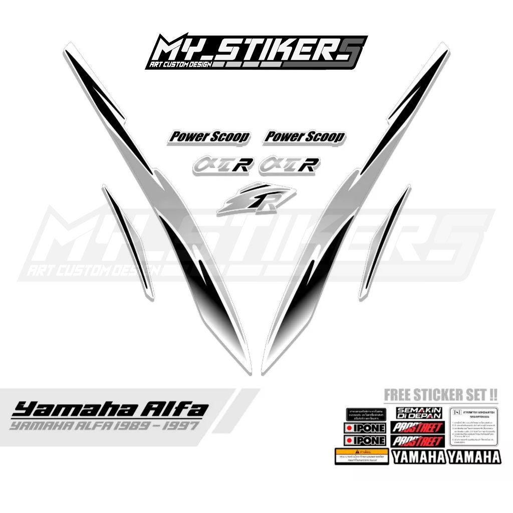 Stiker Striping yamaha Alfa 01 Dasar Putih / Yamaha Alfa Thailand/Malaysia/Vietnam Alfa Milenimum