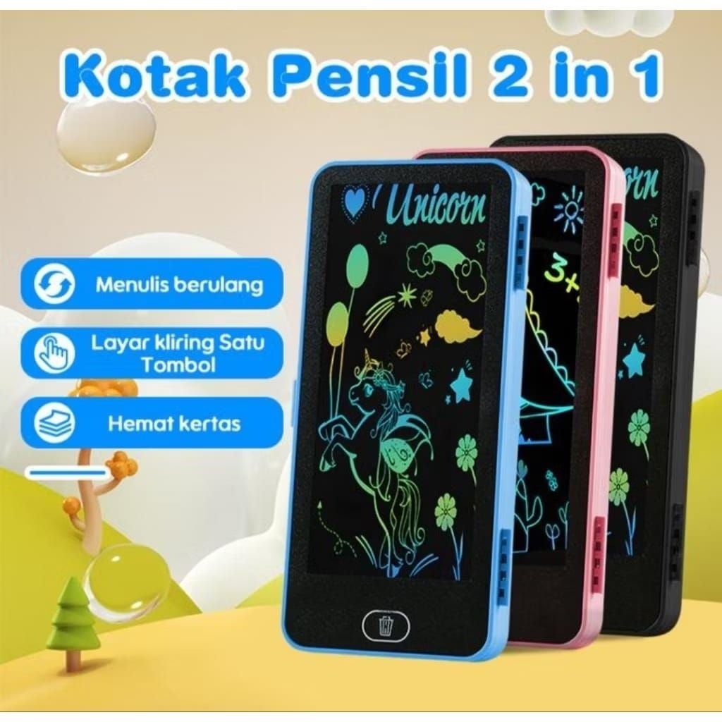 

BYBO 1105 kotak tempat pensil 2in1 papan LCD pen case drawing pad gambar