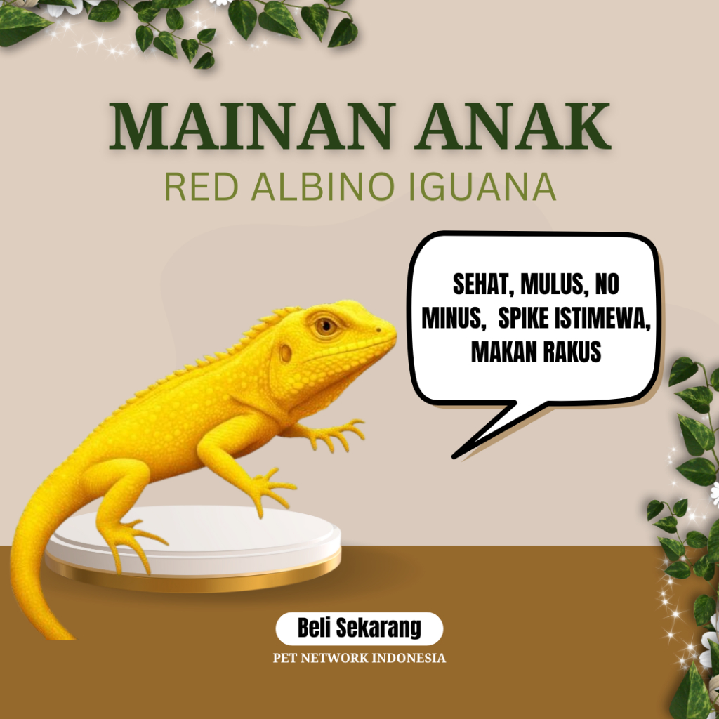 MAINAN ANAK RED ALBINO IGUANA PREMIUM QUALITY
