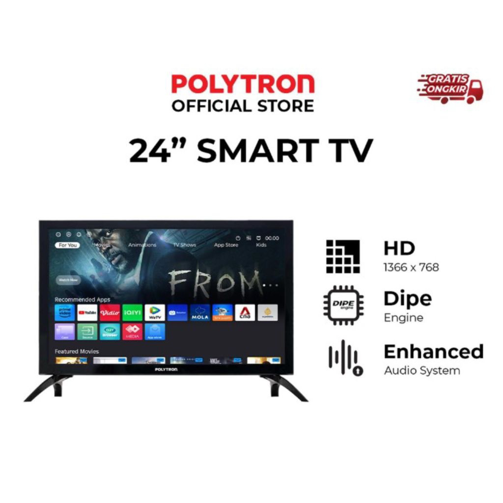 POLYTRON SMART TV 24CV1869 - SMART TV POLYTRON 24 INCH - TV POLYTRON SMART YOUTUBE MOLA - TV LED POL