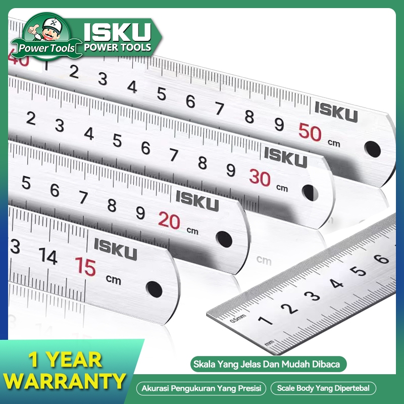 

ISKU Stainless Penggaris Besi Penggaris Baja 15/30/50/60/100Cm /Stainless Steel Ruler/Mistar Besi/Metal Ruler Baja Tahan Karat/Skala Penggaris Dua Sisi