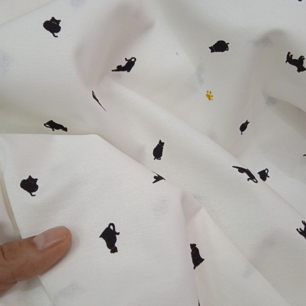 KAIN KATUN OXFORD PREMIUM IMPORT MOTIF KUCING