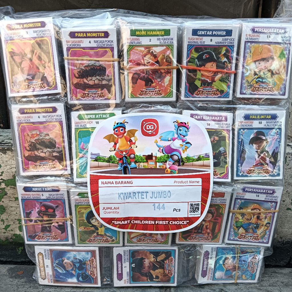 12 Sachet Mainan Kartu Kwartet DG 4,5x6,5cm wartet Gambar Boboiboy Galaxy Brainrot Anomali Grosir