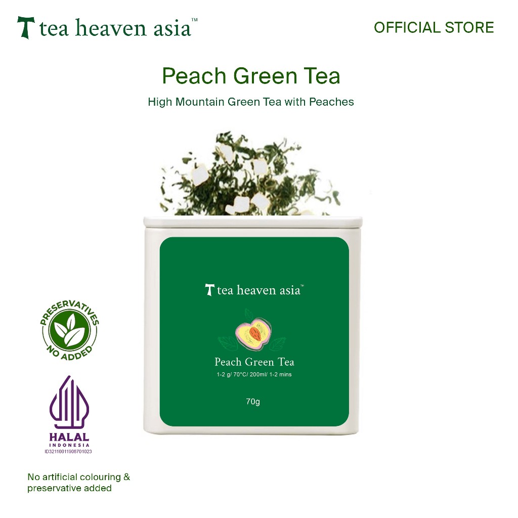 

Tea Heaven Peach Green Tea Fruit Tea Blend Premium 70gr