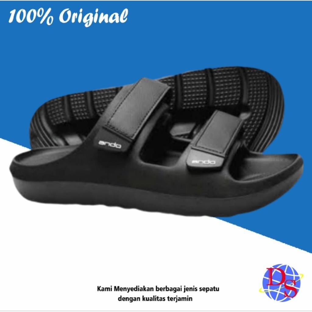 Sandal Slide Pria Ando Gemoy Hitam Sandal Pria