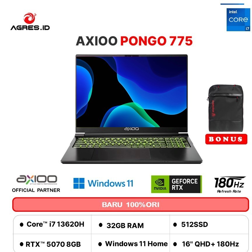 AXIOO PONGO 775 I7 13620H RTX5070 8GB/ 16GB 512GB W11 16.0QHD+ 180HZ 3Y